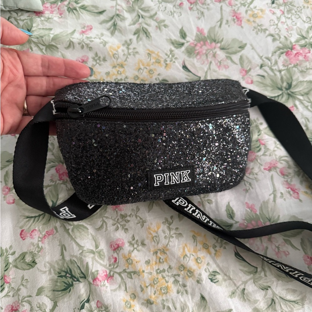 PINK Victoria's Secret Sparkling Black Crossbody Bag